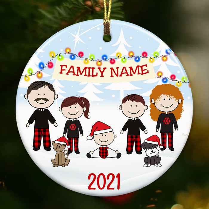 Personalized Family Christmas Circle Ornament NB172 87O53 1