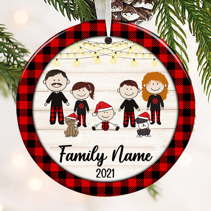 Personalized Family Christmas Circle Ornament NB181 87O53 1