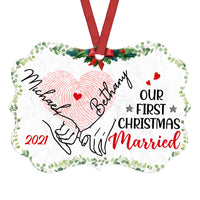 Personalized Our First Christmas Married Couple Benelux Ornament NB181 23O36 thumb 1