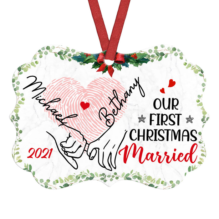 Personalized Our First Christmas Married Couple Benelux Ornament NB181 23O36 1