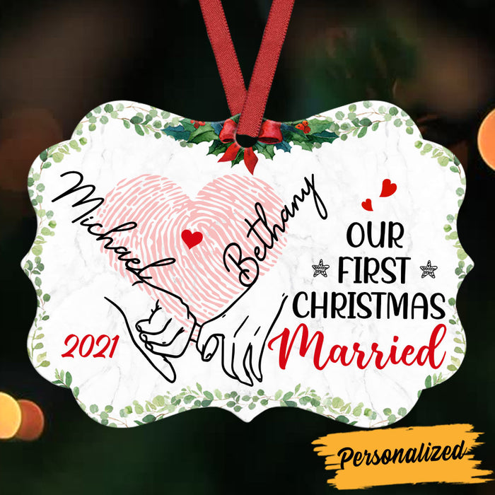 Personalized Our First Christmas Married Couple Benelux Ornament NB181 23O36 1