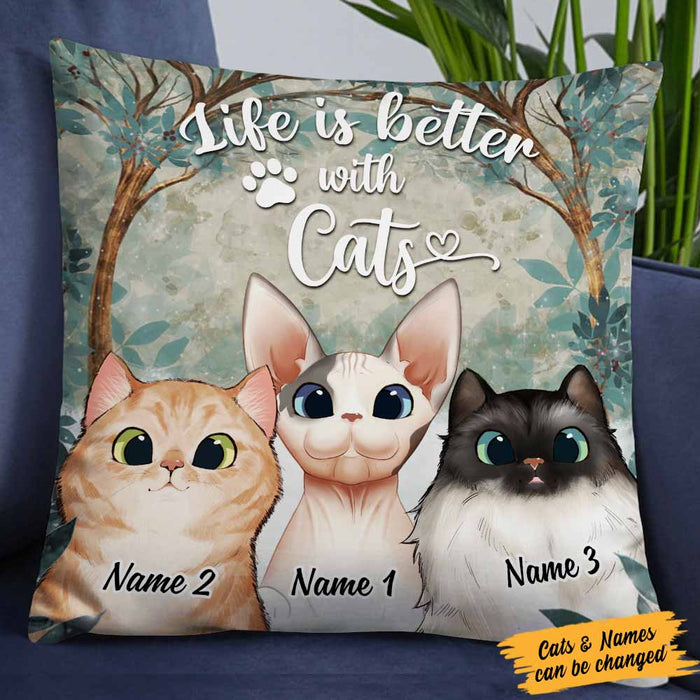 Personalized Life Is Better With Cat Pillow NB192 30O58 1