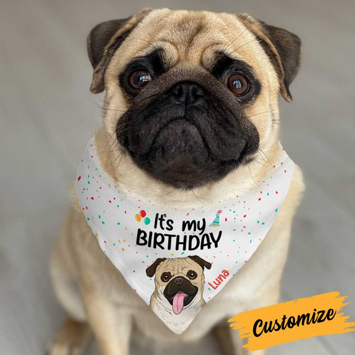 Personalized It Is My Birthday Dog Bandana NB197 85O34 1