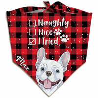 Personalized Dog Christmas Nice Naughty I Tried Bandana NB196 85O57 thumb 1