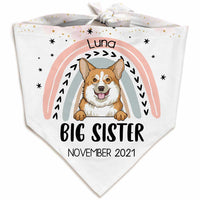 Personalized Rainbow Nursery Big Sister Brother Dog Baby Reveal Pregnancy Announcement Bandana NB202 85O34 thumb 1
