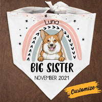 Personalized Rainbow Nursery Big Sister Brother Dog Baby Reveal Pregnancy Announcement Bandana NB202 85O34 thumb 1