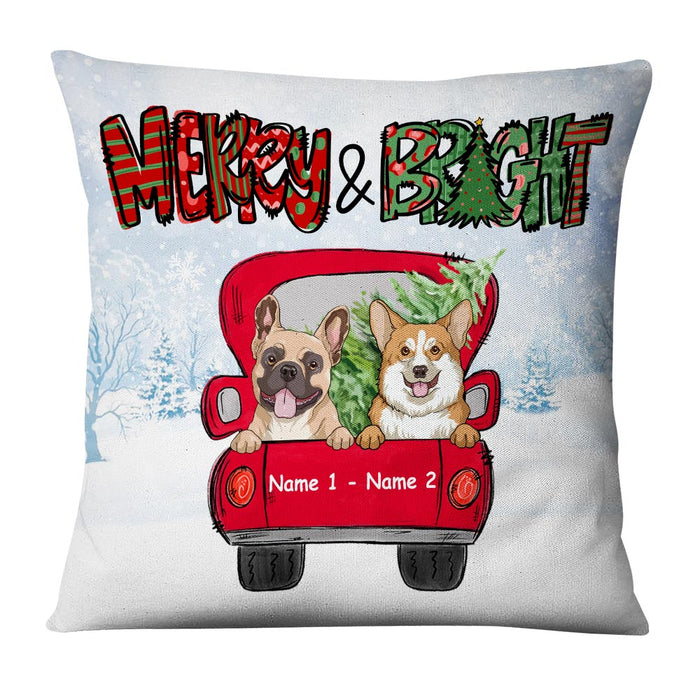 Personalized Christmas Dog Red Truck Pillow NB202 23O36 1