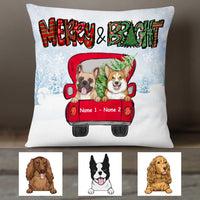 Personalized Christmas Dog Red Truck Pillow NB202 23O36 thumb 1