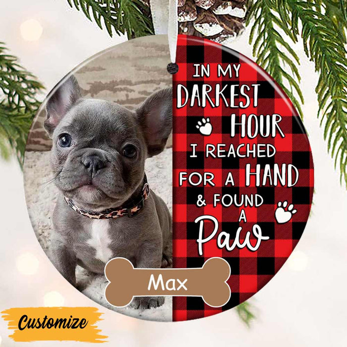 Personalized Dog Cat Found A Paw Photo Circle Ornament NB204 26O57 1