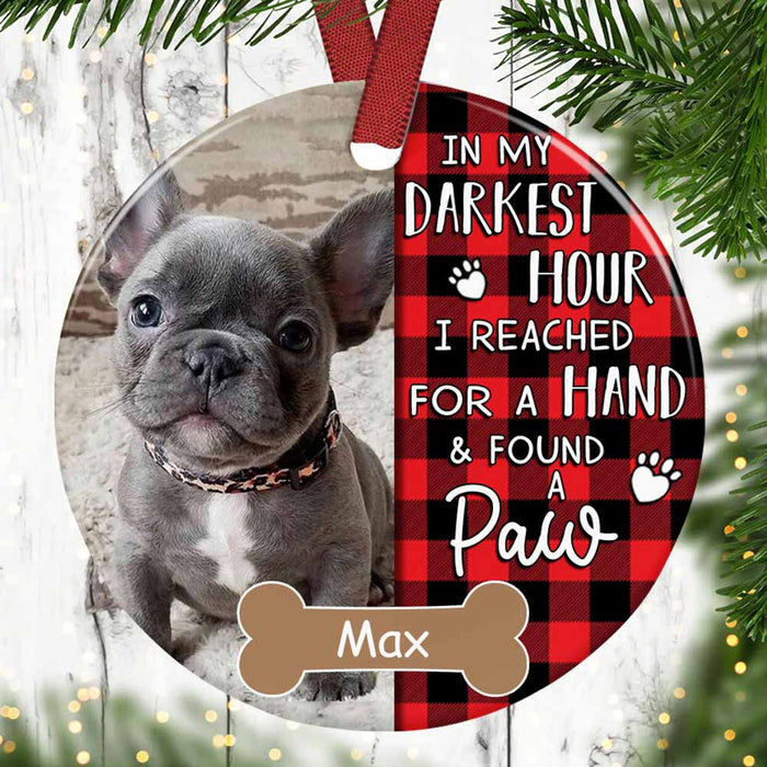 Personalized Dog Cat Found A Paw Photo Circle Ornament NB204 26O57 1