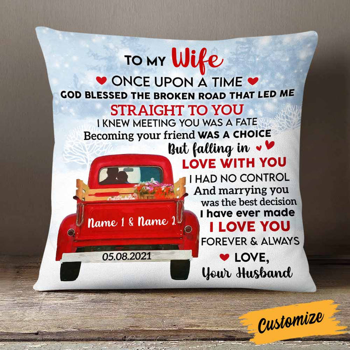 Personalized To My Wife Red Truck Pillow NB223 87O58 1