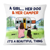 Personalized Camping Girl Dog It Is A Beautiful Thing Pillow NB221 85O53 thumb 1