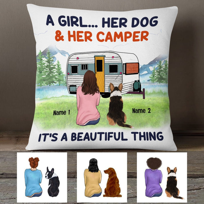 Personalized Camping Girl Dog It Is A Beautiful Thing Pillow NB221 85O53 1