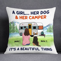 Personalized Camping Girl Dog It Is A Beautiful Thing Pillow NB221 85O53 thumb 1