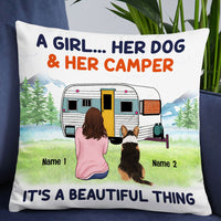 Personalized Camping Girl Dog It Is A Beautiful Thing Pillow NB221 85O53 thumb 1
