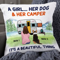 Personalized Camping Girl Dog It Is A Beautiful Thing Pillow NB221 85O53 thumb 1