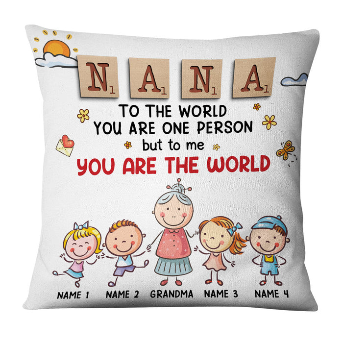 Personalized Grandma Is The World Kid Grandkid Granddaughter Grandson Pillow NB223 23O36 1