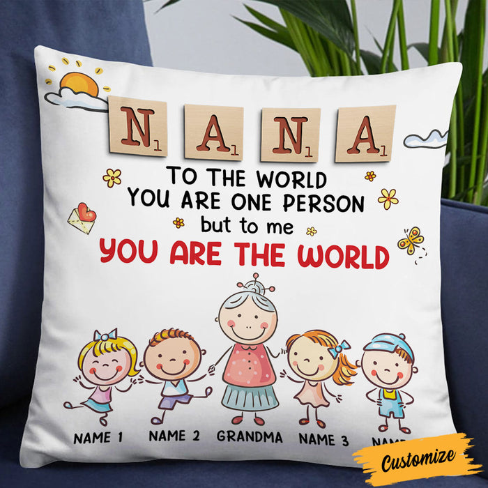 Personalized Grandma Is The World Kid Grandkid Granddaughter Grandson Pillow NB223 23O36 1