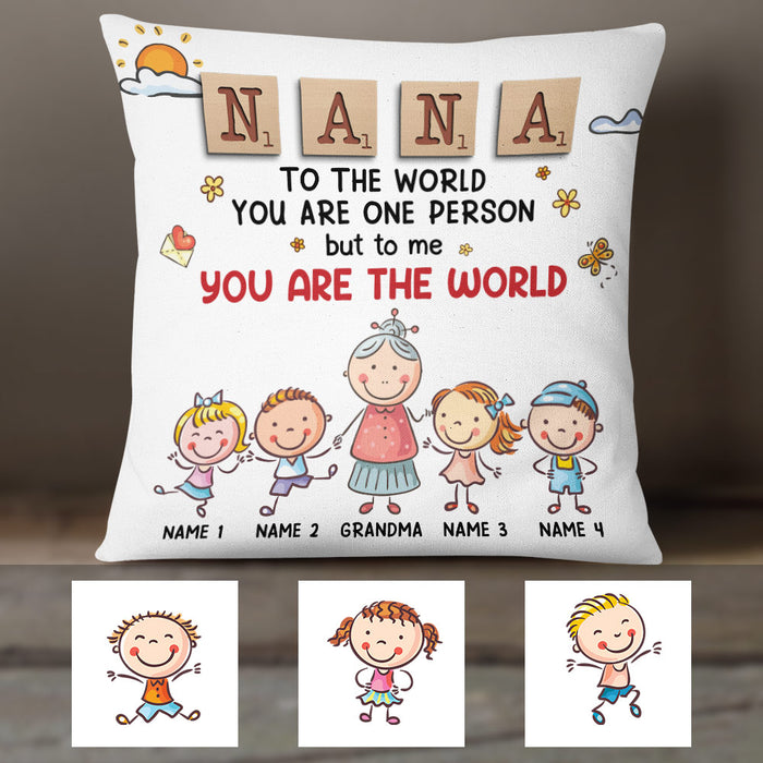 Personalized Grandma Is The World Kid Grandkid Granddaughter Grandson Pillow NB223 23O36 1
