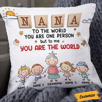 Personalized Grandma Is The World Kid Grandkid Granddaughter Grandson Pillow NB223 23O36 thumb 1
