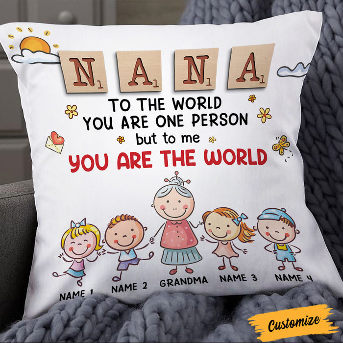 Personalized Grandma Is The World Kid Grandkid Granddaughter Grandson Pillow NB223 23O36 1