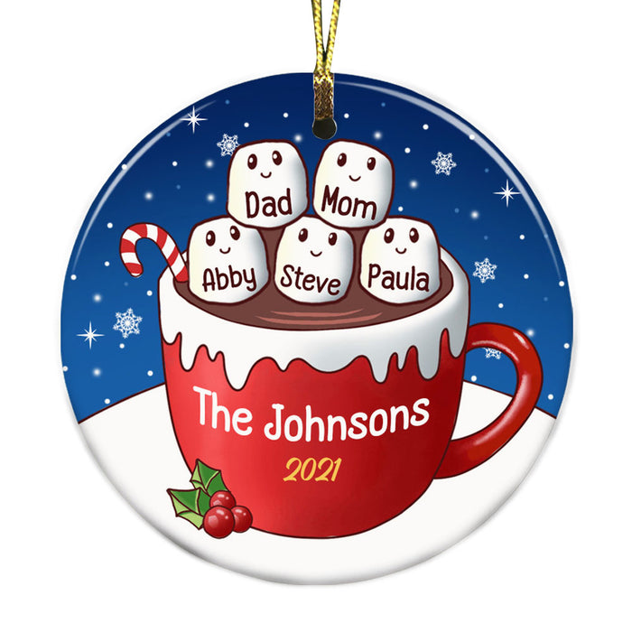 Personalized Christmas Family Cocoa Marshmallows Circle Ornament NB201 81O32 1