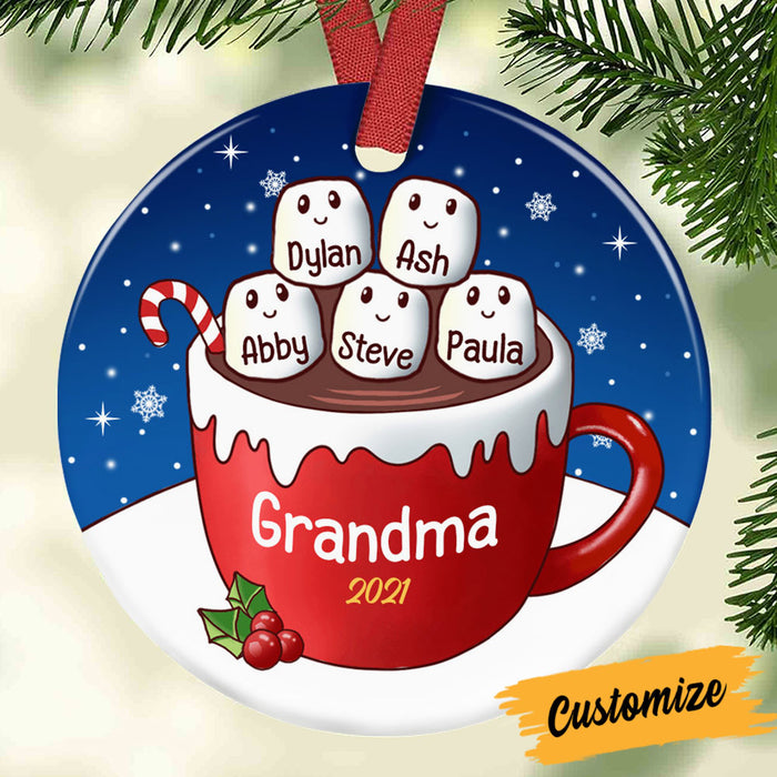 Personalized Christmas Family Cocoa Marshmallows Circle Ornament NB201 81O32 1