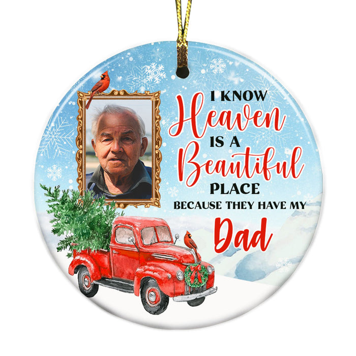 Personalized Memo Heaven Mom Dad Grandma Grandpa Circle Ornament NB202 81O32 1