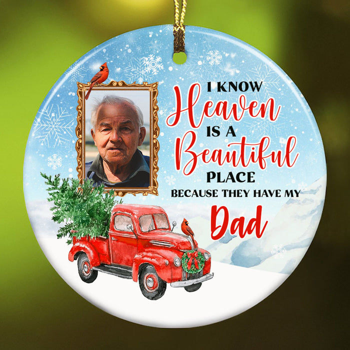 Personalized Memo Heaven Mom Dad Grandma Grandpa Circle Ornament NB202 81O32 1