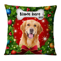 Personalized Dog Photo Christmas Wreath Pillow NB123 81O36 thumb 1