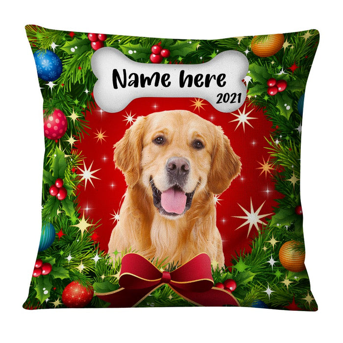 Personalized Dog Photo Christmas Wreath Pillow NB123 81O36 1