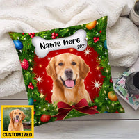 Personalized Dog Photo Christmas Wreath Pillow NB123 81O36 thumb 1