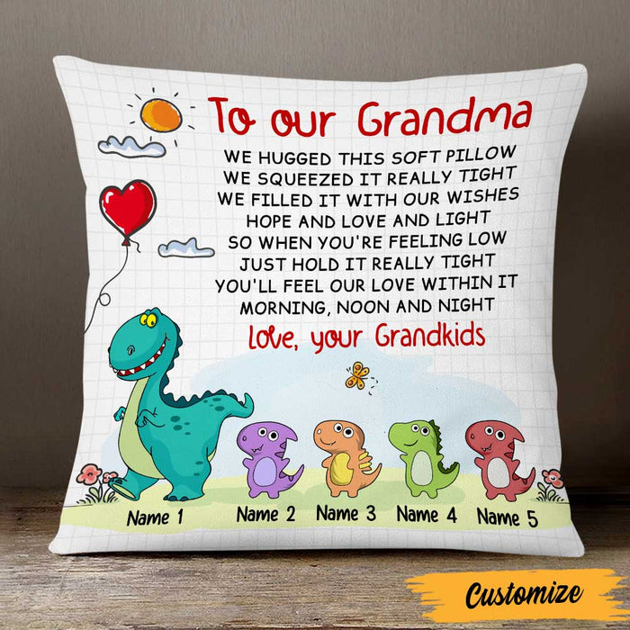 Personalized Mom Grandma Granddaughter Grandson Dinosaur Pillow NB243 95O47 1