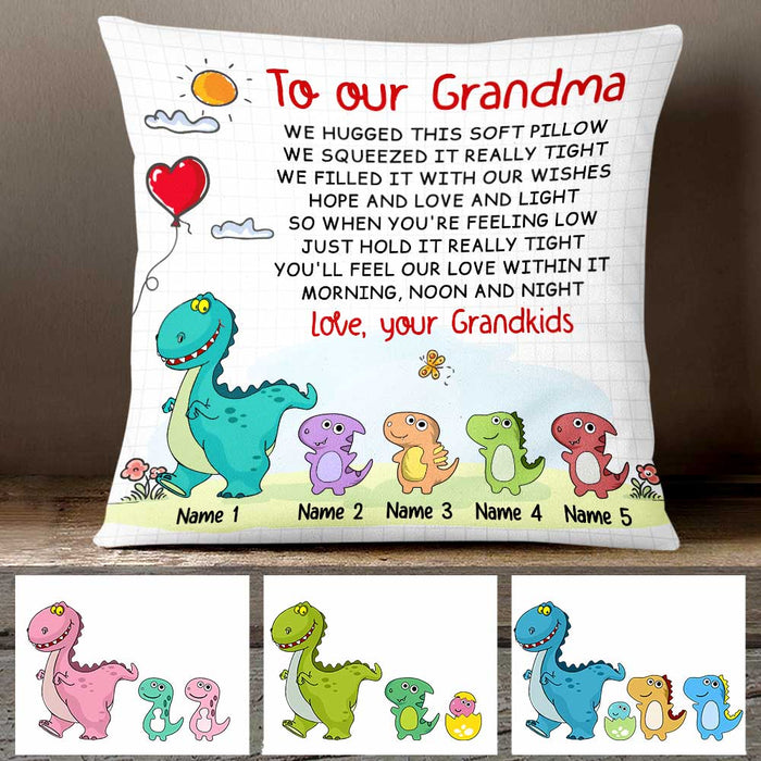 Personalized Mom Grandma Granddaughter Grandson Dinosaur Pillow NB243 95O47 1