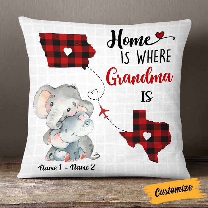 Personalized Mom Grandma Long Distance Elephant Pillow NB255 26O58 1