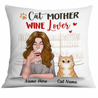Personalized Cat Mother Wine Lover Pillow NB257 23O34 thumb 1