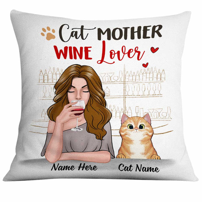 Personalized Cat Mother Wine Lover Pillow NB257 23O34 1
