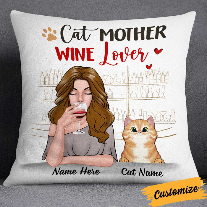 Personalized Cat Mother Wine Lover Pillow NB257 23O34 1