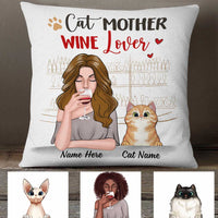 Personalized Cat Mother Wine Lover Pillow NB257 23O34 thumb 1