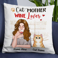 Personalized Cat Mother Wine Lover Pillow NB257 23O34 thumb 1