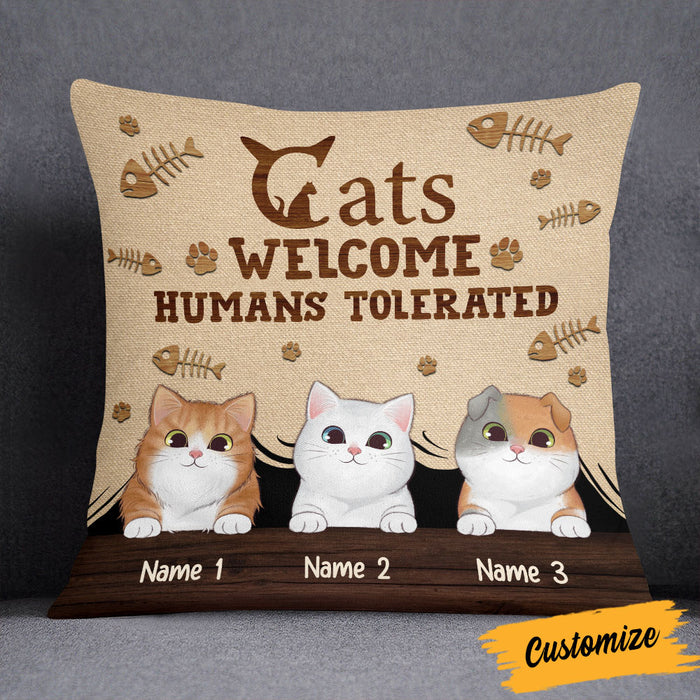Personalized Cat Welcome Human Tolerated Pillow NB262 26O53 1