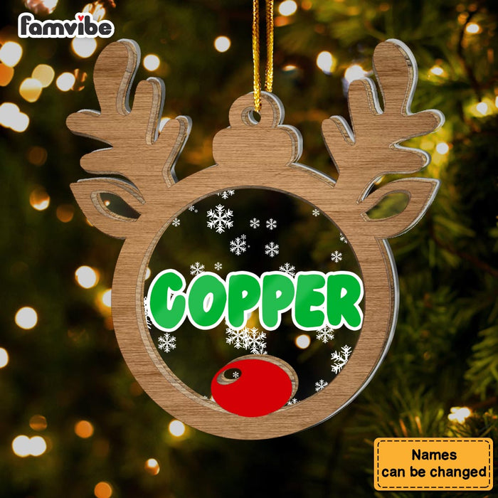 Personalized Christmas Name Reindeer 2 Layered Mix Ornament 30381 1