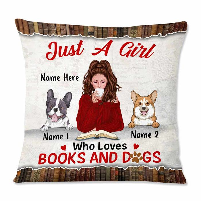 Personalized Just A Girl Loves Books Dog Pillow NB252 26O57 1
