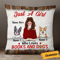 Personalized Just A Girl Loves Books Dog Pillow NB252 26O57 thumb 1