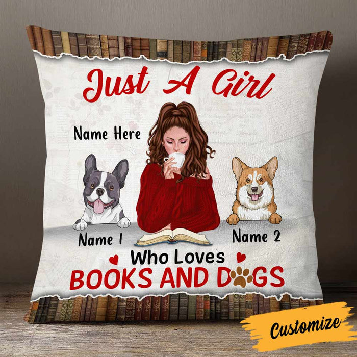 Personalized Just A Girl Loves Books Dog Pillow NB252 26O57 1