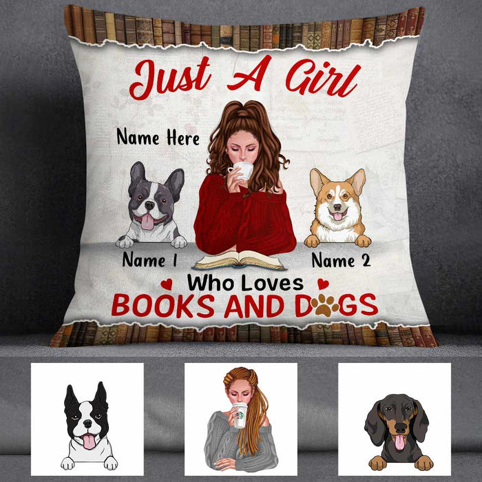 Personalized Just A Girl Loves Books Dog Pillow NB252 26O57 1