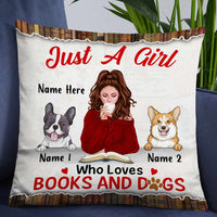 Personalized Just A Girl Loves Books Dog Pillow NB252 26O57 thumb 1