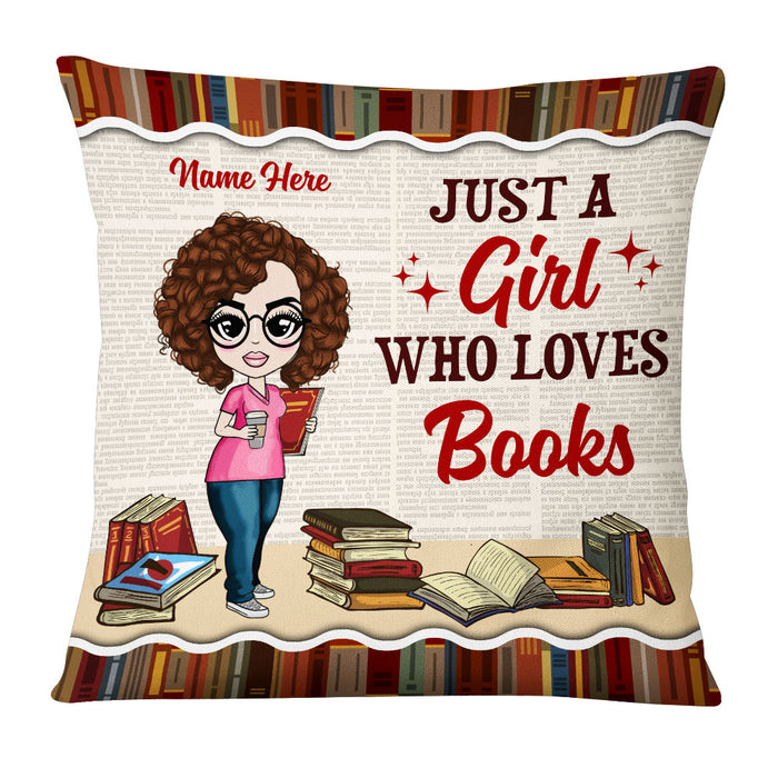 Personalized Girl Loves Books Pillow NB271 30O53 1
