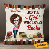 Personalized Girl Loves Books Pillow NB271 30O53 thumb 1