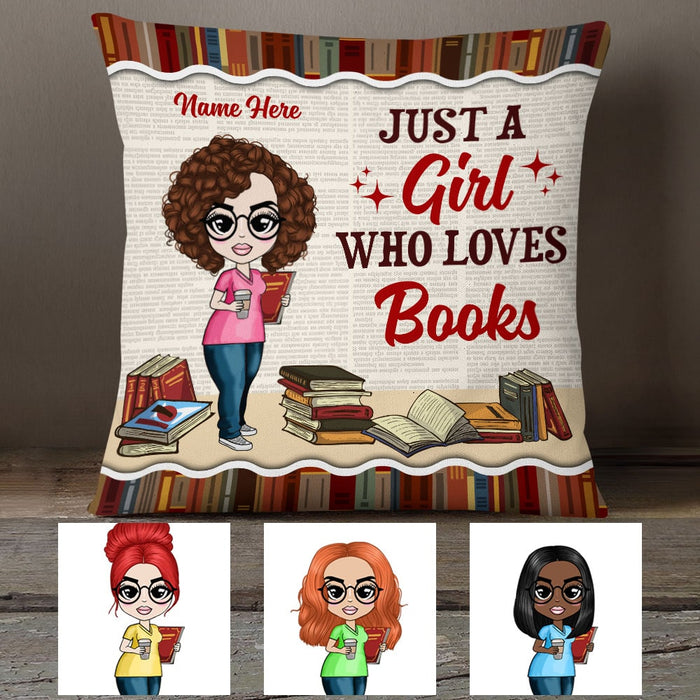 Personalized Girl Loves Books Pillow NB271 30O53 1